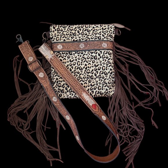 Myra Bags Fringed Leather Crossbody - Picture 1 of 4